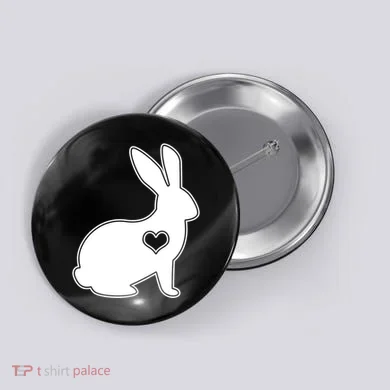 Easter Bunny Simple Love Heart Button