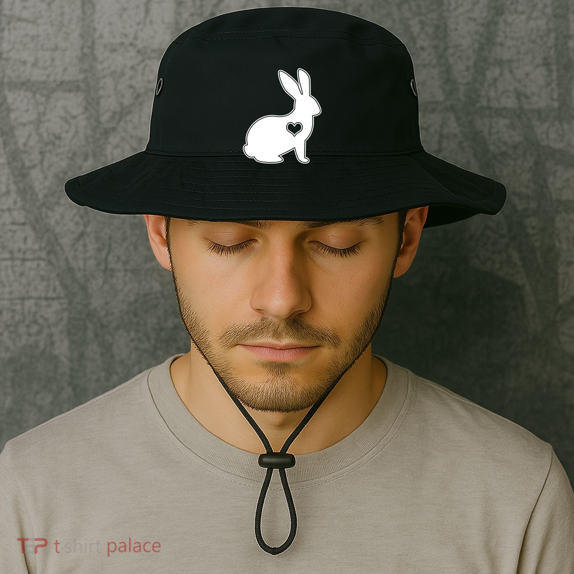 Easter Bunny Simple Love Heart Bucket Hat