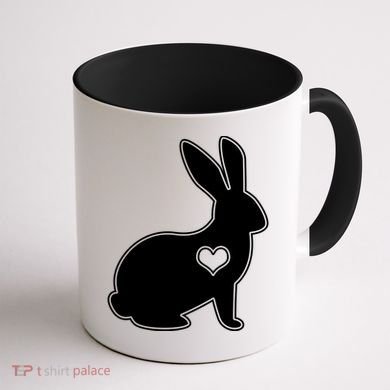 Easter Bunny Simple Love Heart Coffee Mug back
