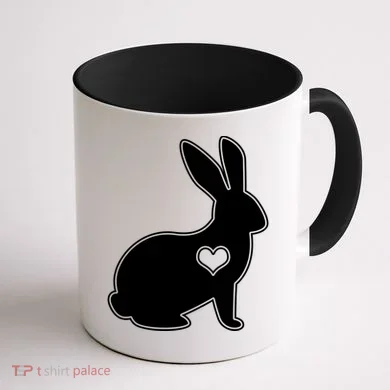 Easter Bunny Simple Love Heart Coffee Mug back