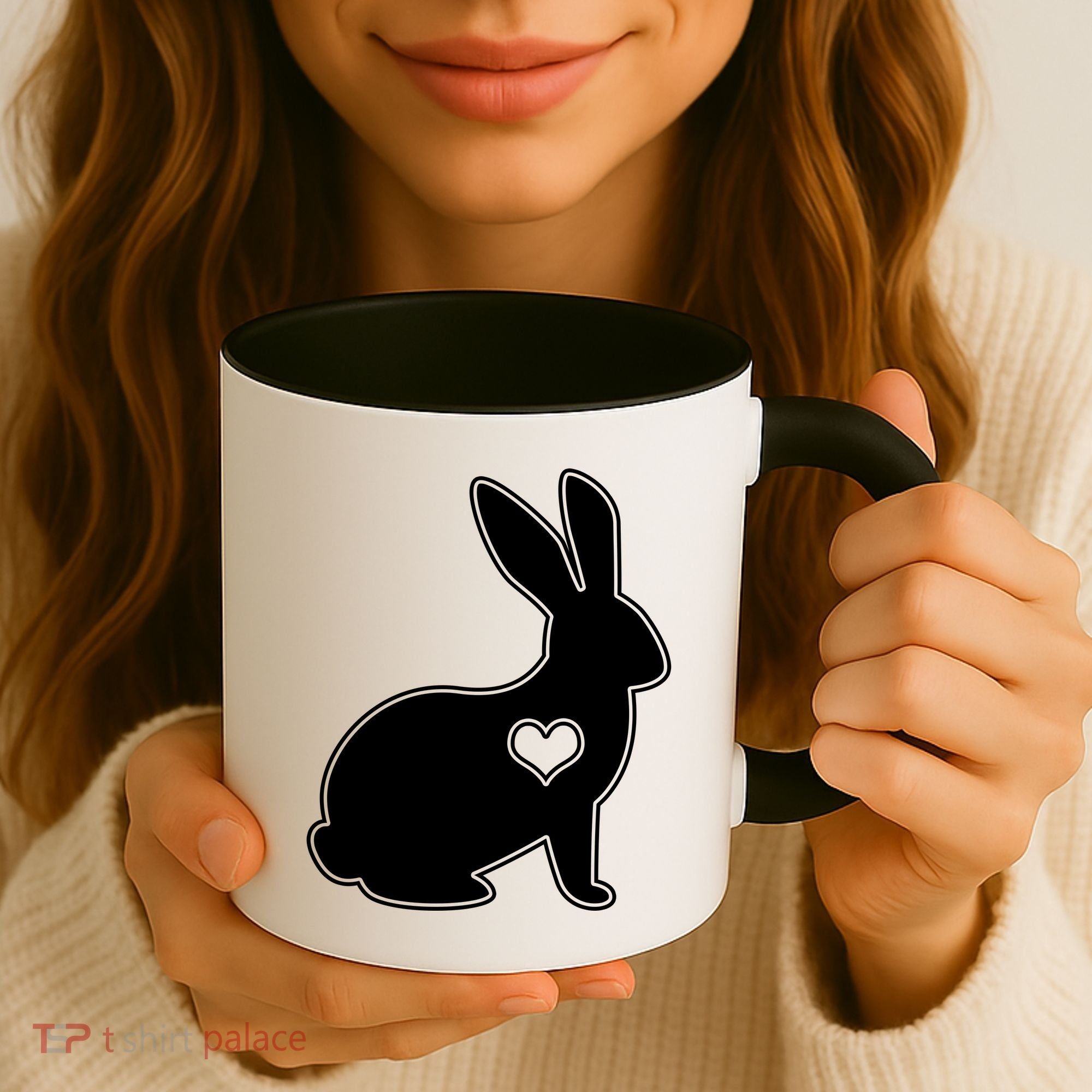 Easter Bunny Simple Love Heart Coffee Mug