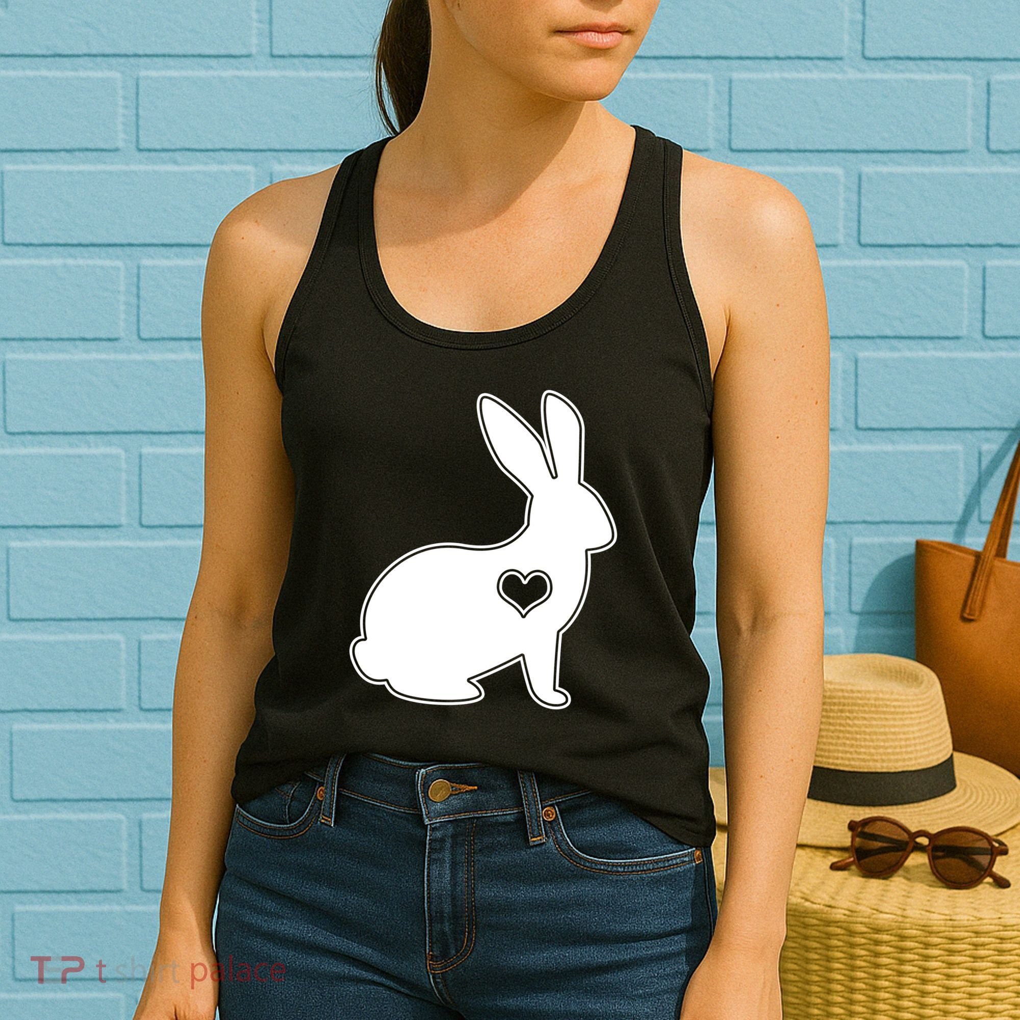 Easter Bunny Simple Love Heart Women's Tank Top