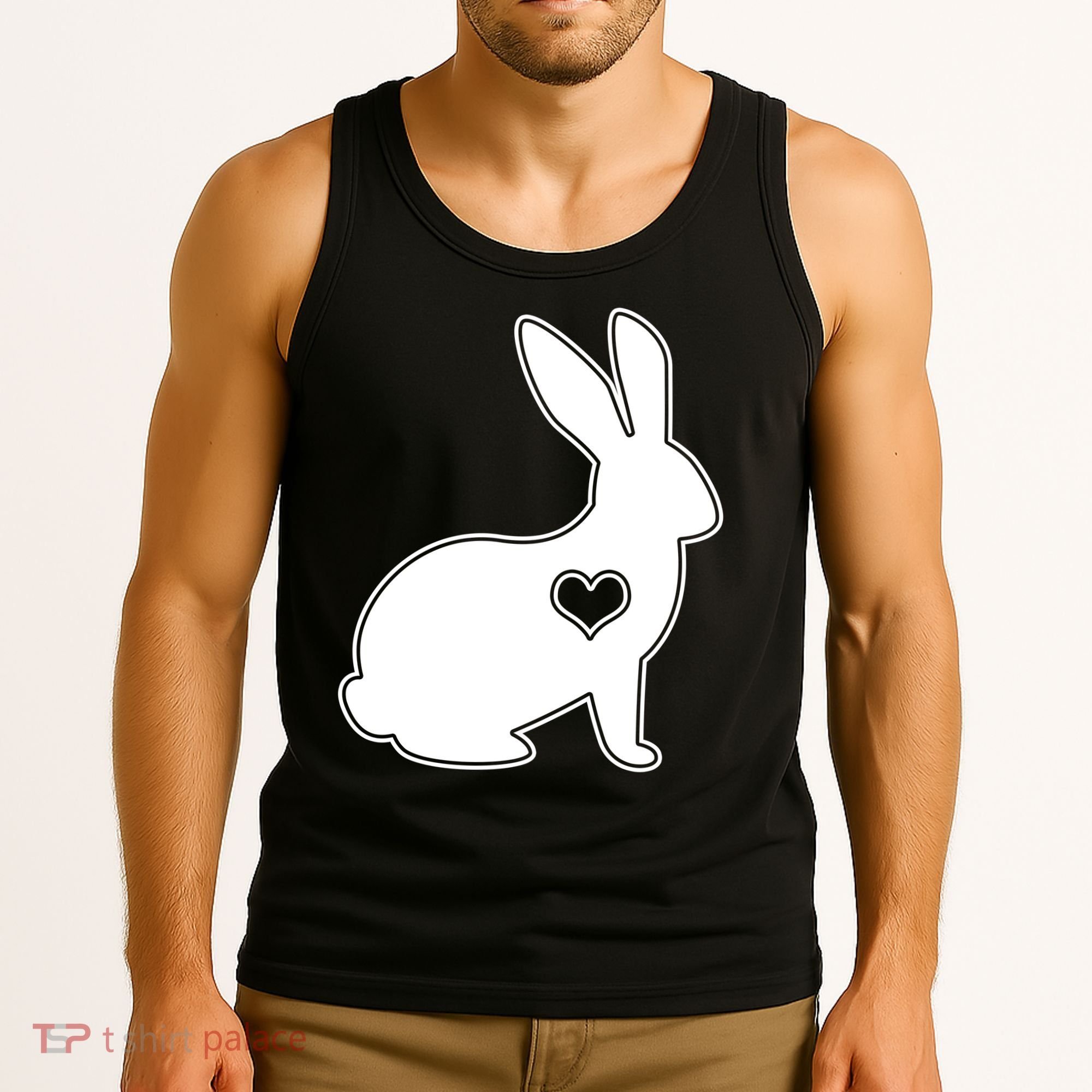 Easter Bunny Simple Love Heart Tank Top