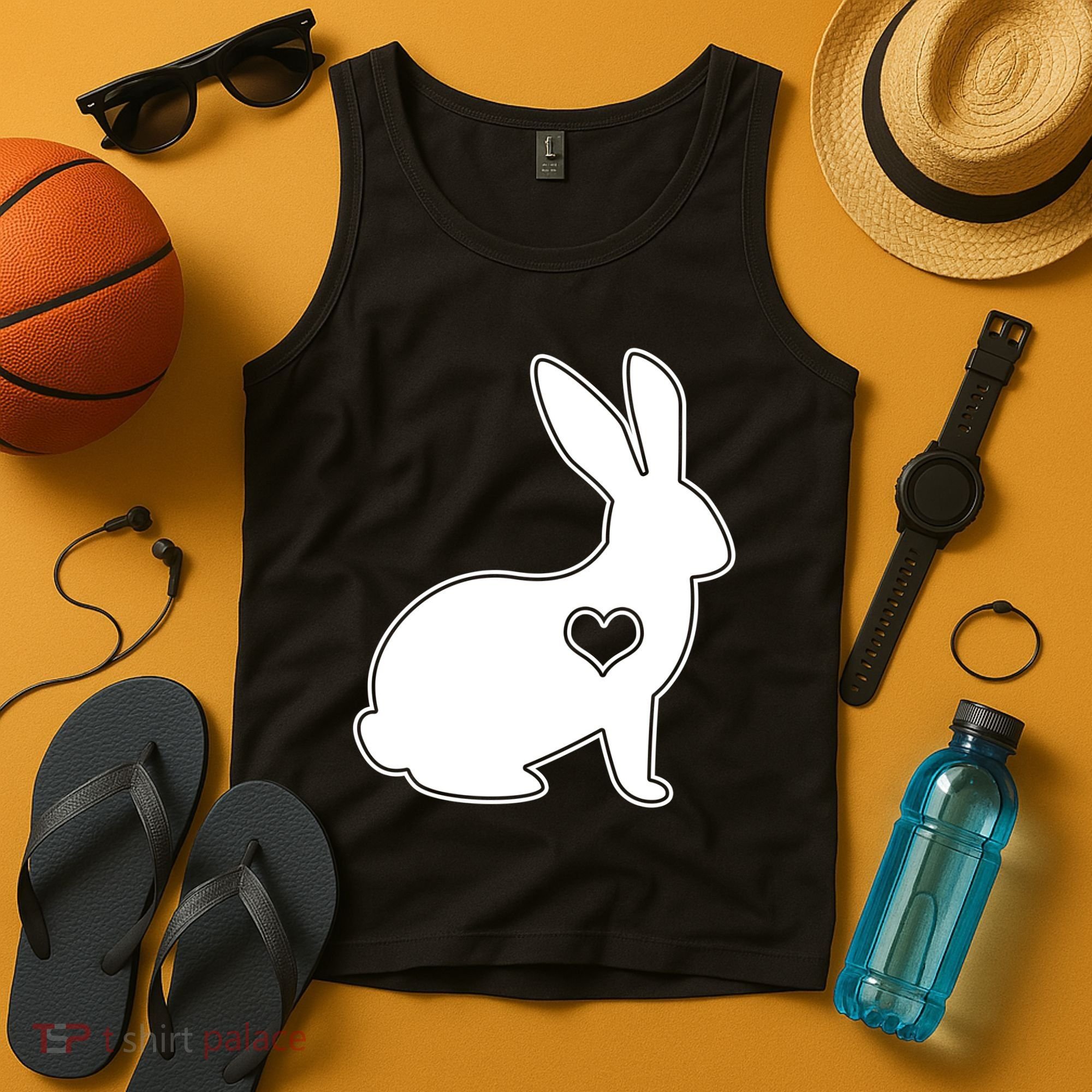 Easter Bunny Simple Love Heart Tank Top