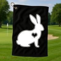 Easter Bunny Simple Love Heart Golf Towel thumb 1