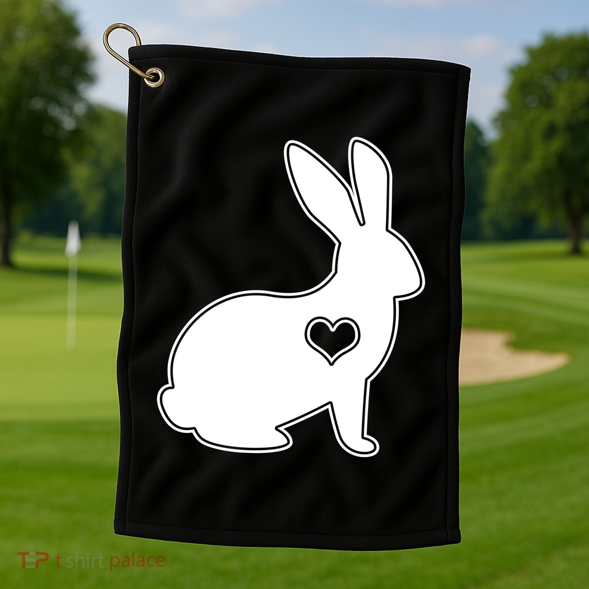 Easter Bunny Simple Love Heart Golf Towel