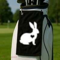 Easter Bunny Simple Love Heart Golf Towel thumb 2