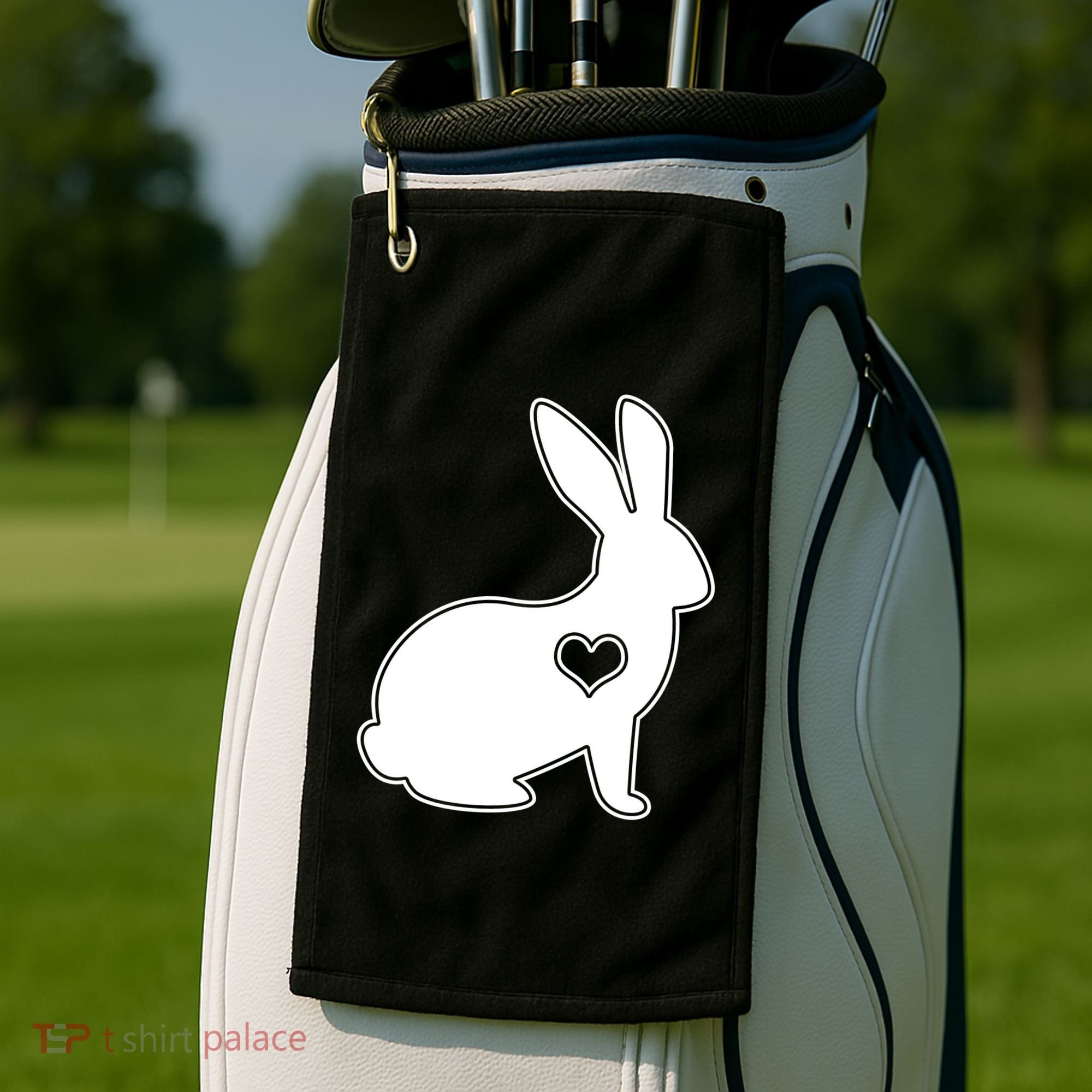 Easter Bunny Simple Love Heart Golf Towel