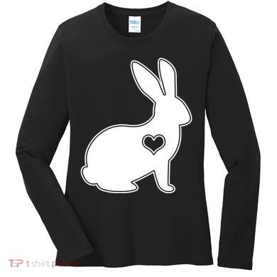 Easter Bunny Simple Love Heart Women's Long Sleeve Shirt