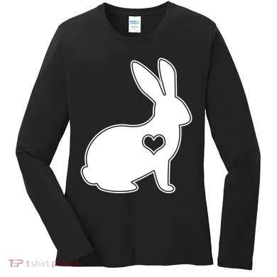 Easter Bunny Simple Love Heart Women's Long Sleeve Shirt