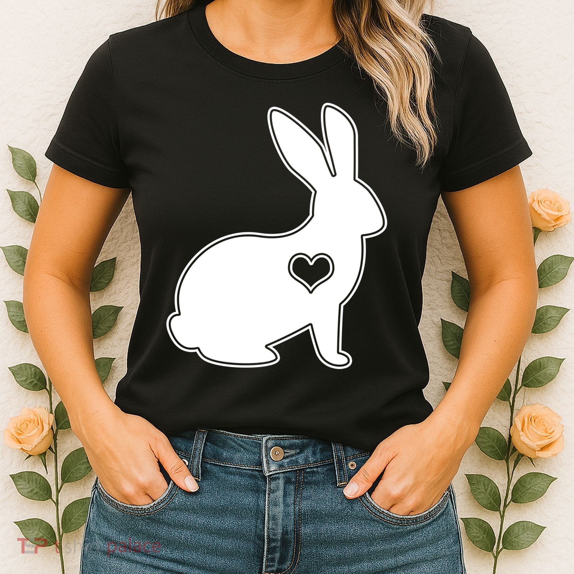 Easter Bunny Simple Love Heart Women's T-Shirt