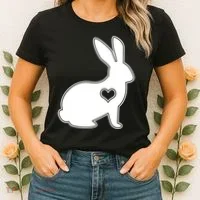 Easter Bunny Simple Love Heart Women's T-Shirt thumb 2