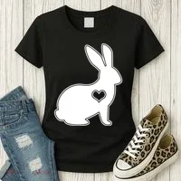 Easter Bunny Simple Love Heart Women's T-Shirt thumb 3