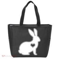 Easter Bunny Simple Love Heart Tote Bag thumb 0