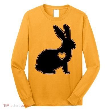 Easter Bunny Simple Love Heart Long Sleeve Shirt