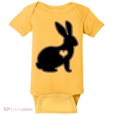 Easter Bunny Simple Love Heart Baby Bodysuit