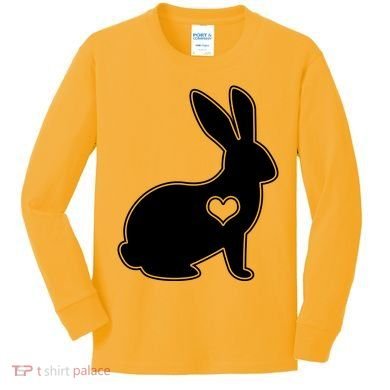 Easter Bunny Simple Love Heart Kids Long Sleeve Shirt