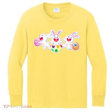 Easter Egg Bunnies Kids Long Sleeve Shirt