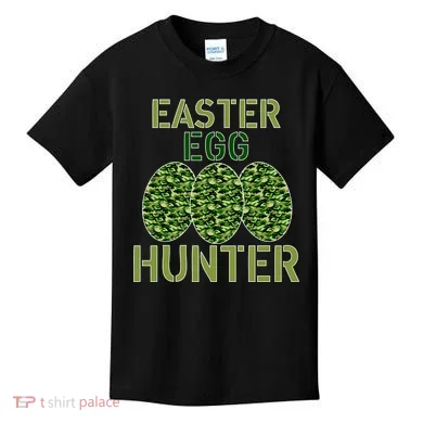 Easter Egg Hunter Camo Eggs Funny Egg Hunt Kids T-Shirt