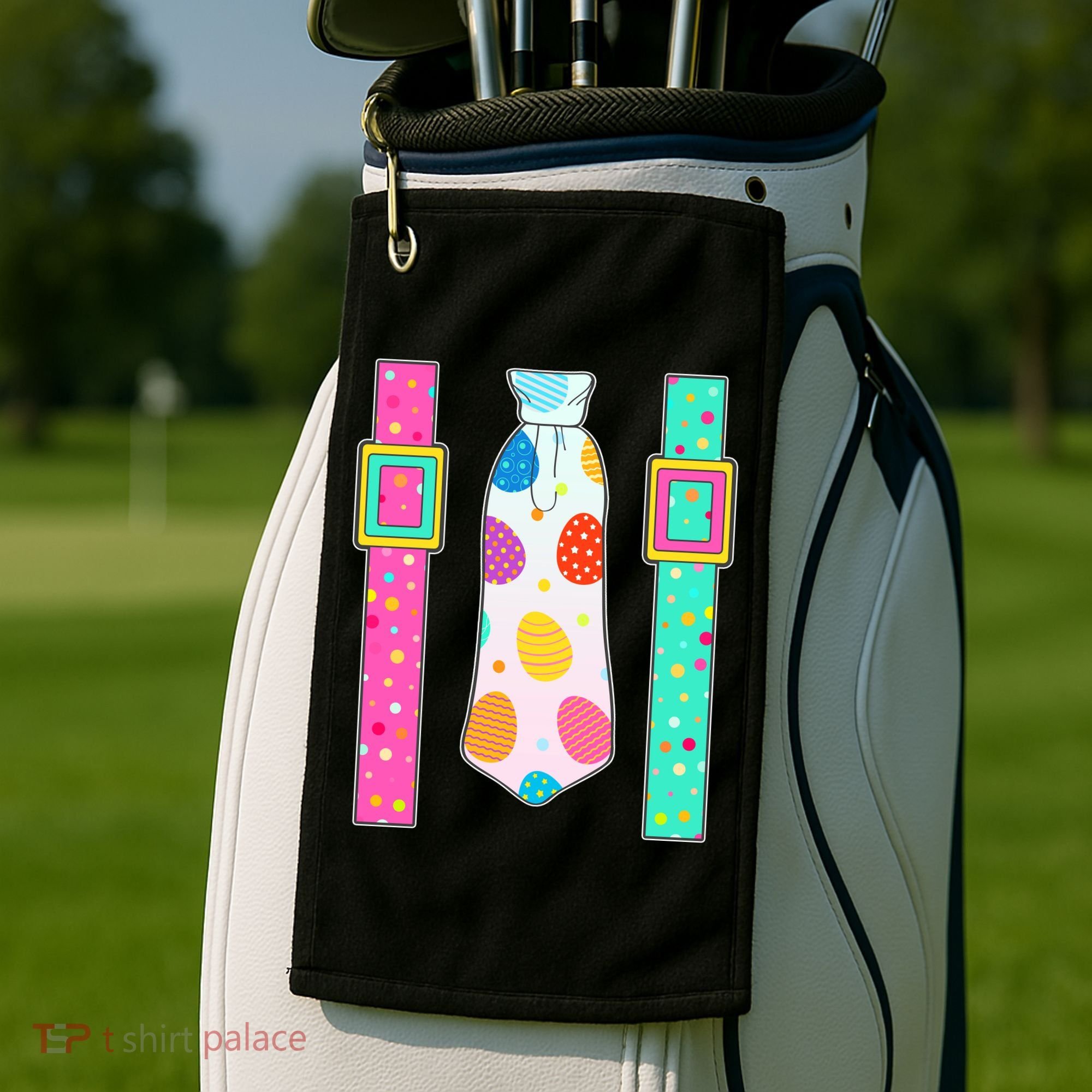 Easter Egg Tie & Suspenders Golf Towel