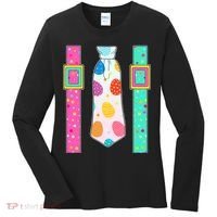 Easter Egg Tie & Suspenders Women's Long Sleeve Shirt thumb 0