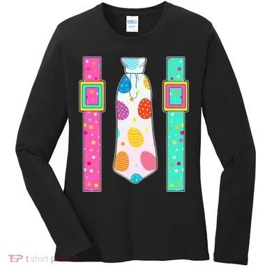 Easter Egg Tie & Suspenders Women's Long Sleeve Shirt