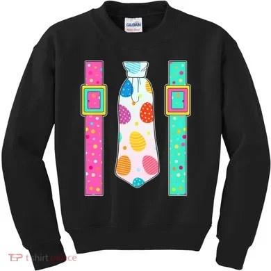Easter Egg Tie & Suspenders Kids Sweatshirt