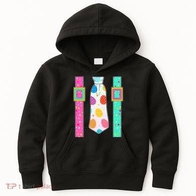 Easter Egg Tie & Suspenders Kids Hoodie