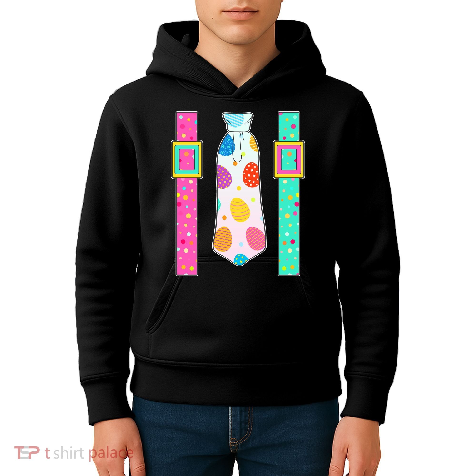 Easter Egg Tie & Suspenders Kids Hoodie