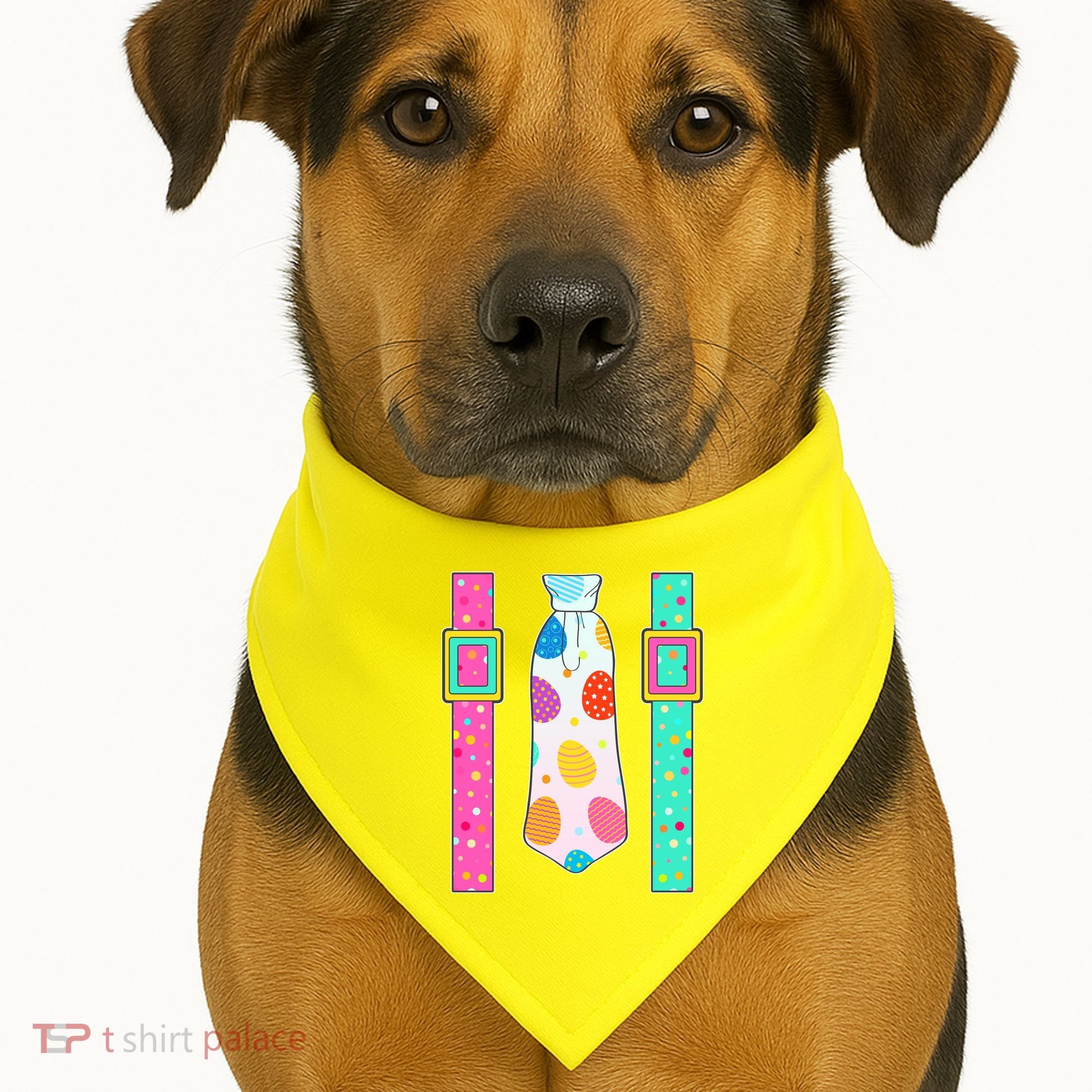 Easter Egg Tie & Suspenders USA-Made Doggie Bandana