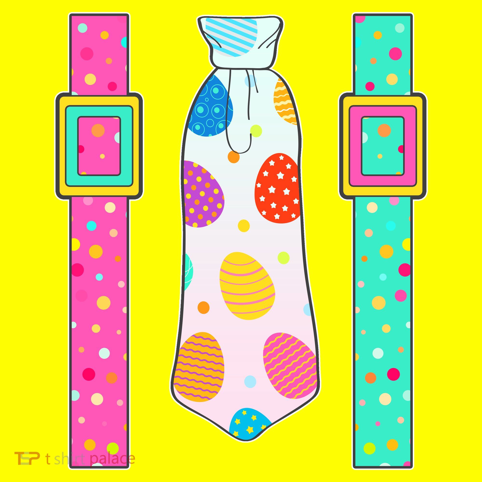 Easter Egg Tie & Suspenders USA-Made Doggie Bandana