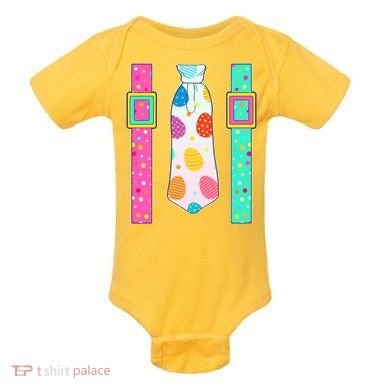 Easter Egg Tie & Suspenders Baby Bodysuit