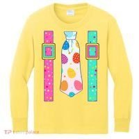 Easter Egg Tie & Suspenders Kids Long Sleeve Shirt thumb 0
