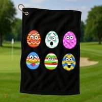 Easter Eggs Funny Emoji's Golf Towel thumb 1