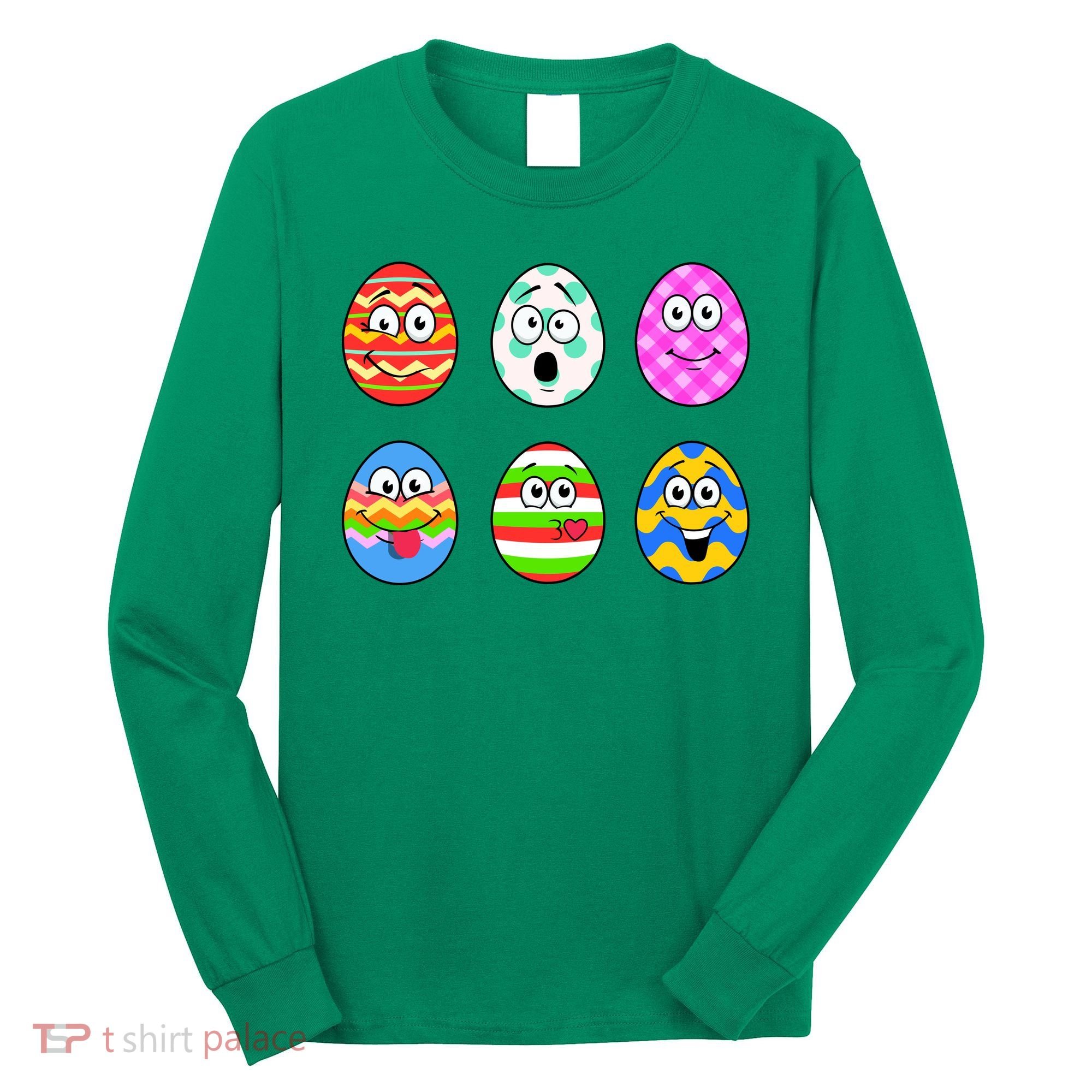 Easter Eggs Funny Emoji's Long Sleeve Shirt