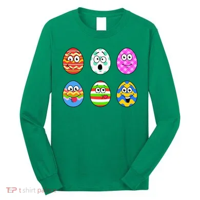 Easter Eggs Funny Emoji's Long Sleeve Shirt