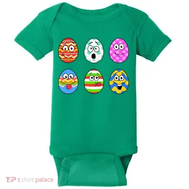 Easter Eggs Funny Emoji's Baby Bodysuit