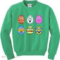 Easter Eggs Funny Emoji's Kids Sweatshirt thumb 0