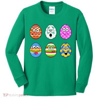 Easter Eggs Funny Emoji's Kids Long Sleeve Shirt