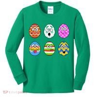 Easter Eggs Funny Emoji's Kids Long Sleeve Shirt thumb 0