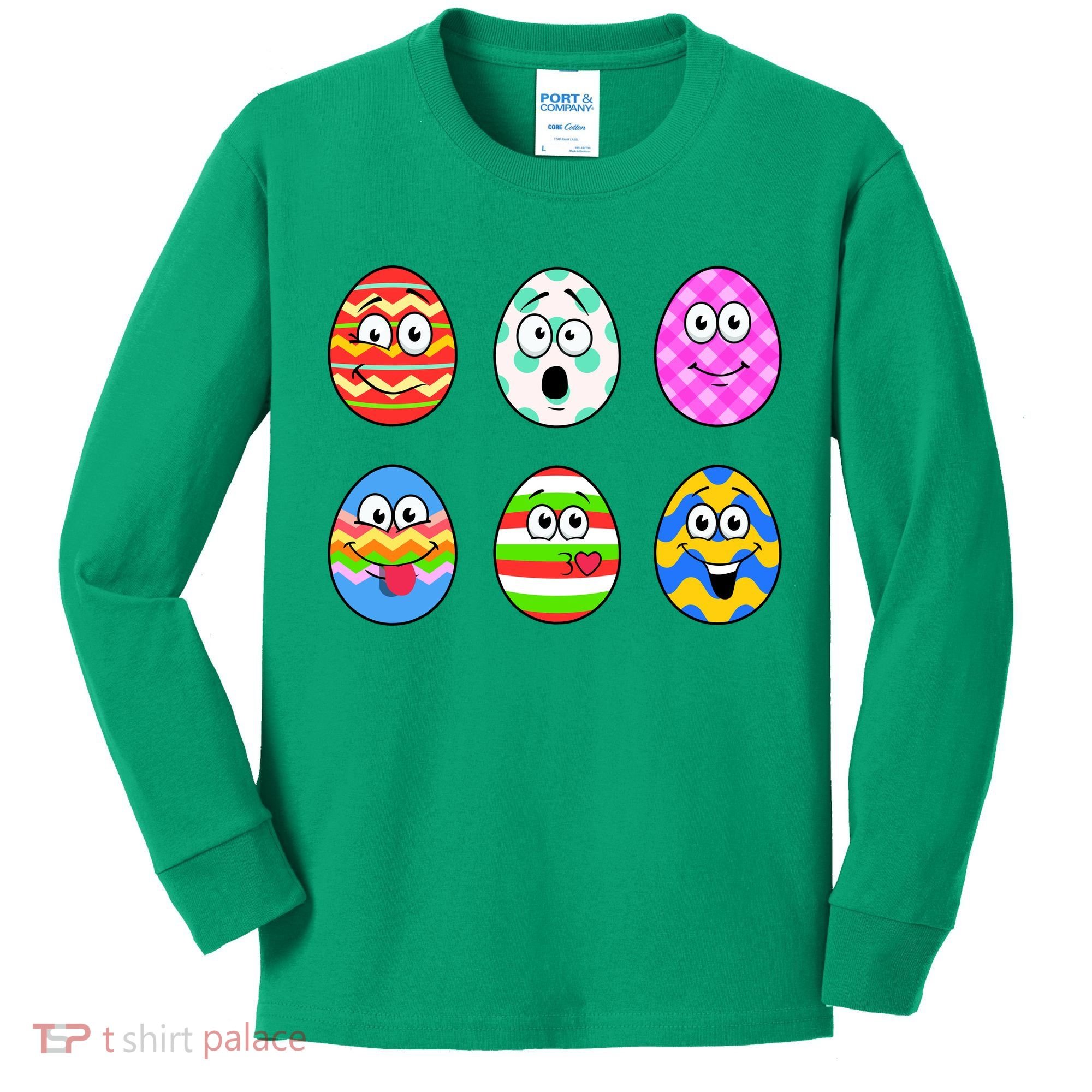 Easter Eggs Funny Emoji's Kids Long Sleeve Shirt