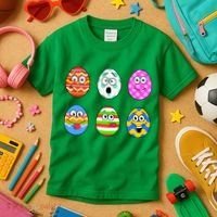 Easter Eggs Funny Emoji's Kids T-Shirt thumb 3