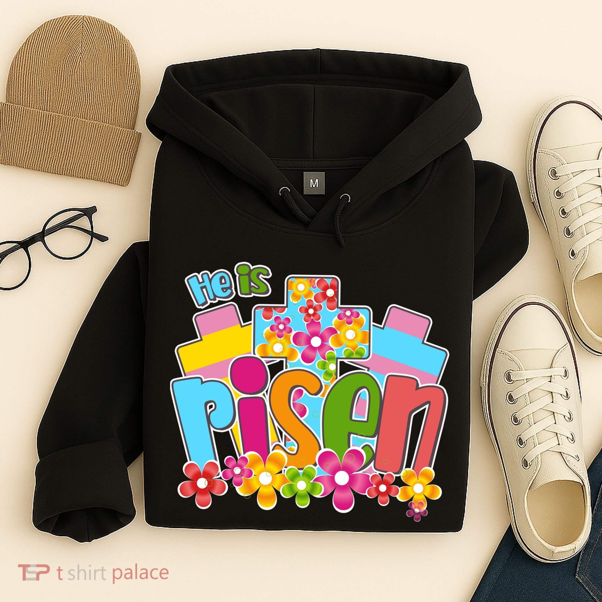 Easter He Is Risen Spring flowers Hoodie