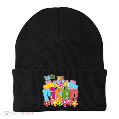 Easter He Is Risen Spring flowers Beanie