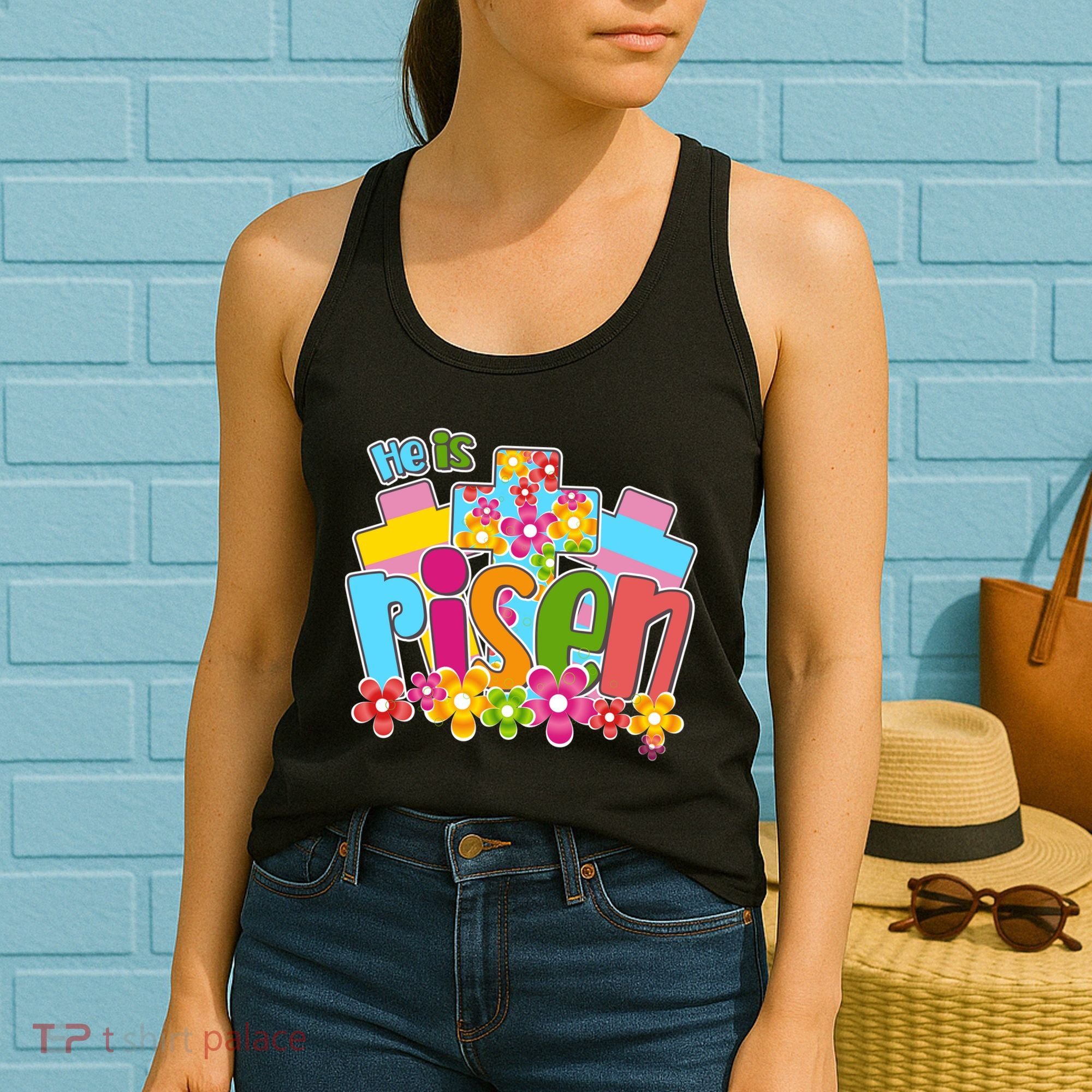Easter He Is Risen Spring flowers Women's Tank Top