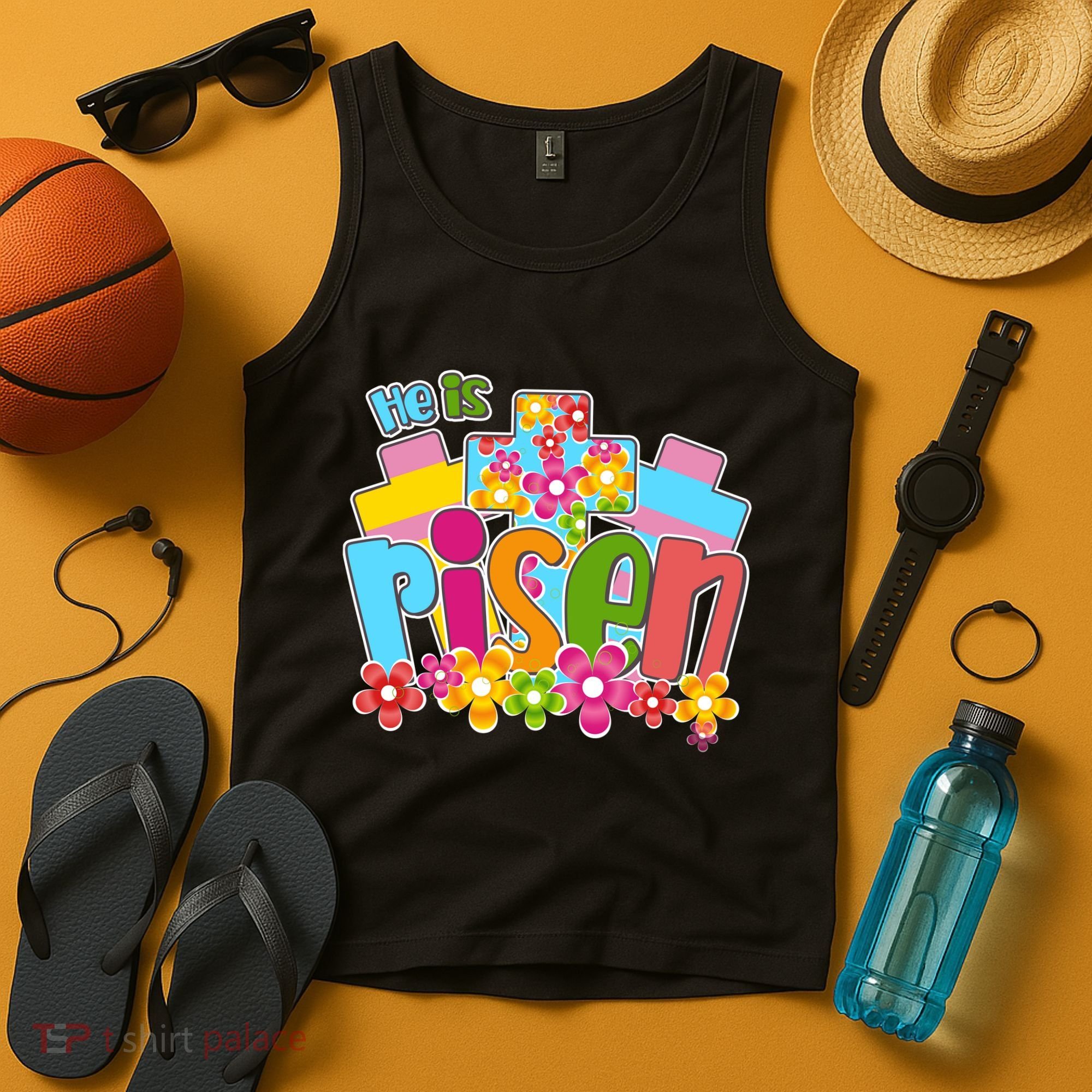 Easter He Is Risen Spring flowers Tank Top