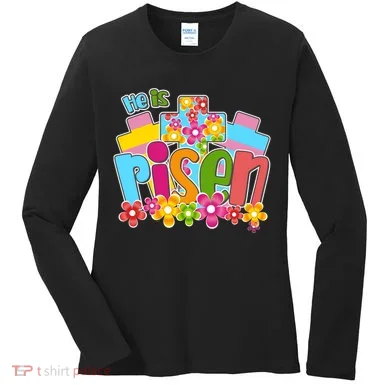 Easter He Is Risen Spring flowers Women's Long Sleeve Shirt