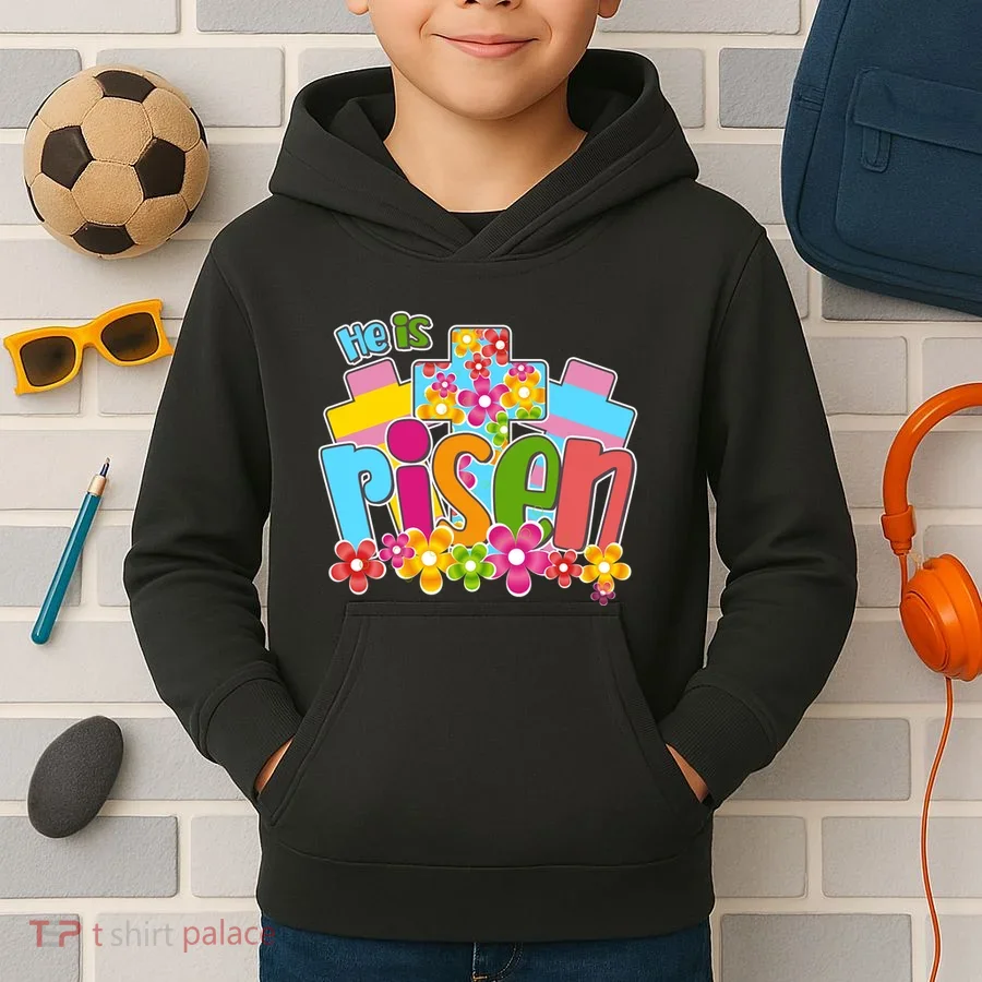 Easter He Is Risen Spring flowers Kids Hoodie