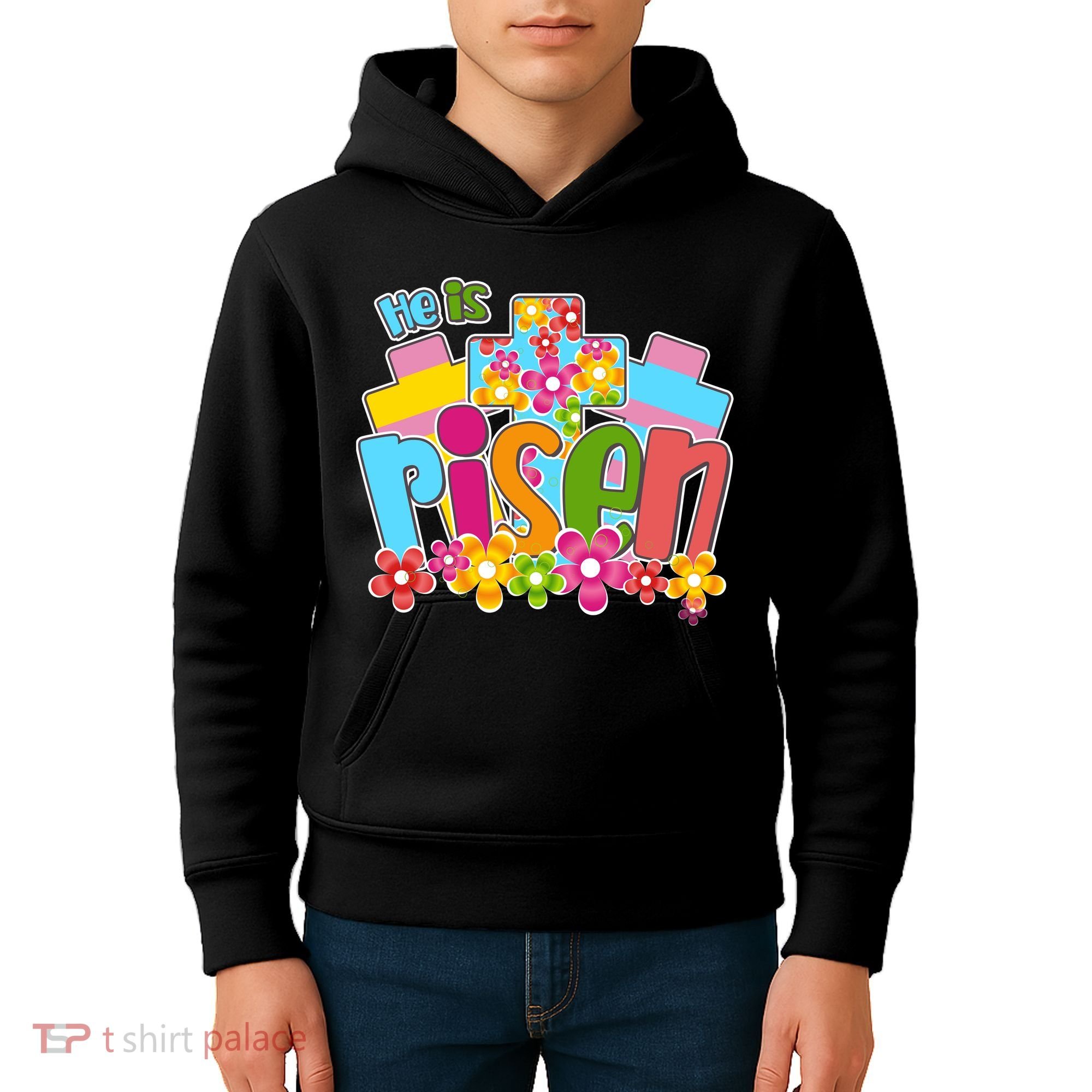 Easter He Is Risen Spring flowers Kids Hoodie