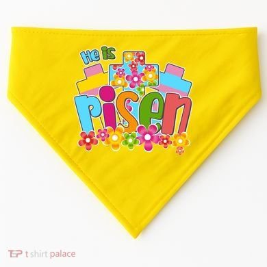 Easter He Is Risen Spring flowers USA-Made Doggie Bandana